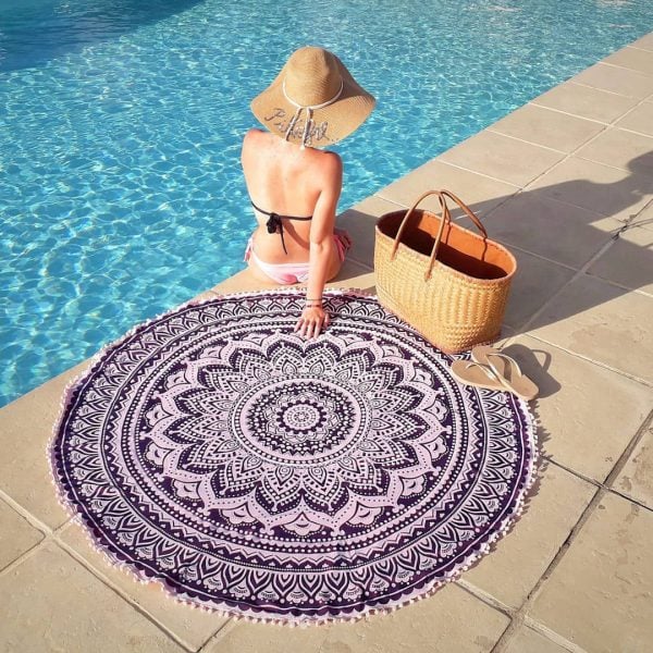 Mandala Personalized Round Beach Towel