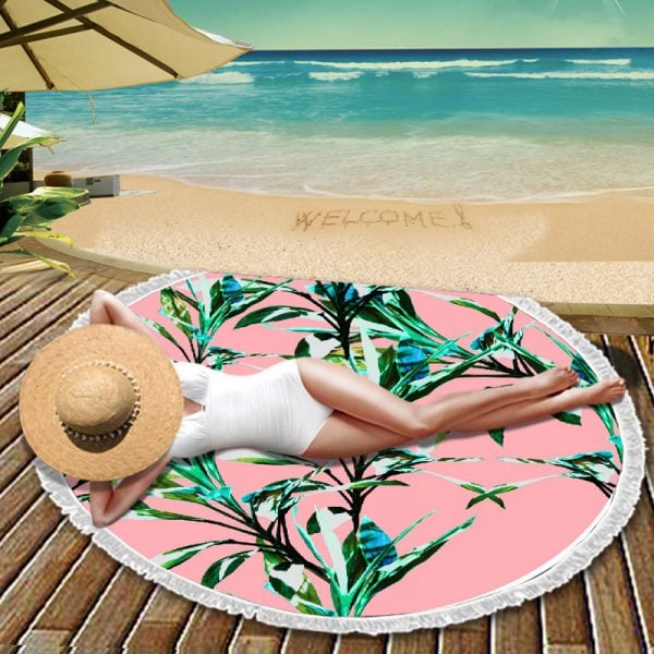Grove print round beach towel custom artwork for full surface vector print