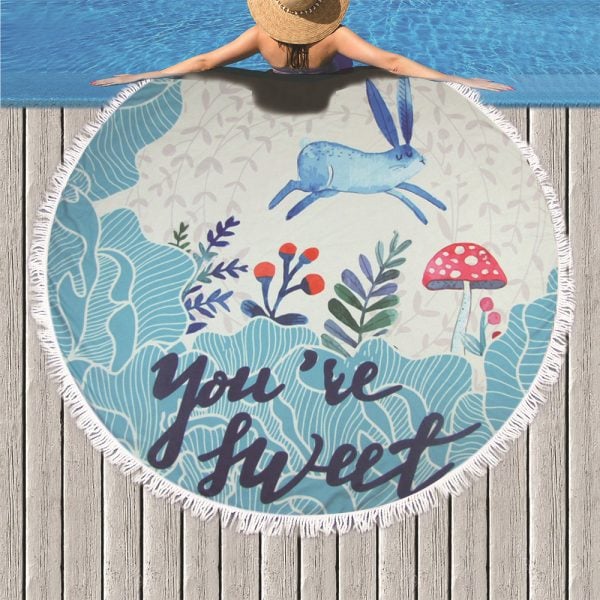 Custom round beach towel for event agency brand activation and wedding aisle runners