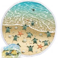 Multi Purpose Sandproof Round Beach Picnic Towels with Tassels