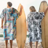 Factory Spot Goods Cotton Polyester Sublimation Printing Large Hooded Beach Towel Poncho