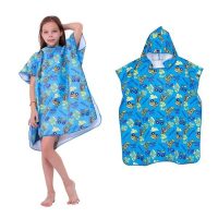 Quick Dry Absorbent Double Side Printing Teenager Hooded Beach Towel Microfiber Changing Wetsuit Towel for Children
