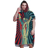 Wholesale Microfiber Cartoon Multi-use Quick Dry Bath Pool Swimming Hooded Zip Up Beach Towel For Adults