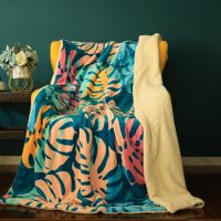 Bed Embroidered Fleece Sofa Blankets Photo Props Solid Portable Office Travel Blanket