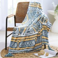 Modern Nordic Style Thick Photo Printing Portable Warm Flannel Blanket for Home Travel Office