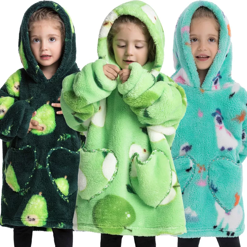 Kid's Wearable Blanket with Hood