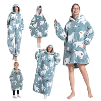 Wearable Winter Blanket With Sleeves And Hood Warm Hooded Flannel Blanket Sweatshirts - Image 2