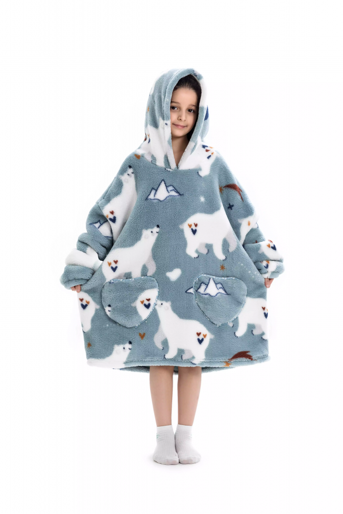 Kids Wearable Blanket with Pockets 