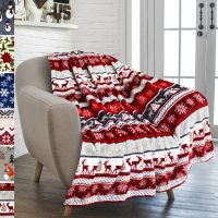 Hot Selling Christmas Gift Knitted Throw Blanket Polyester Flannel Fleece Plaid Blanket Mat for Sofa Chair Airplane