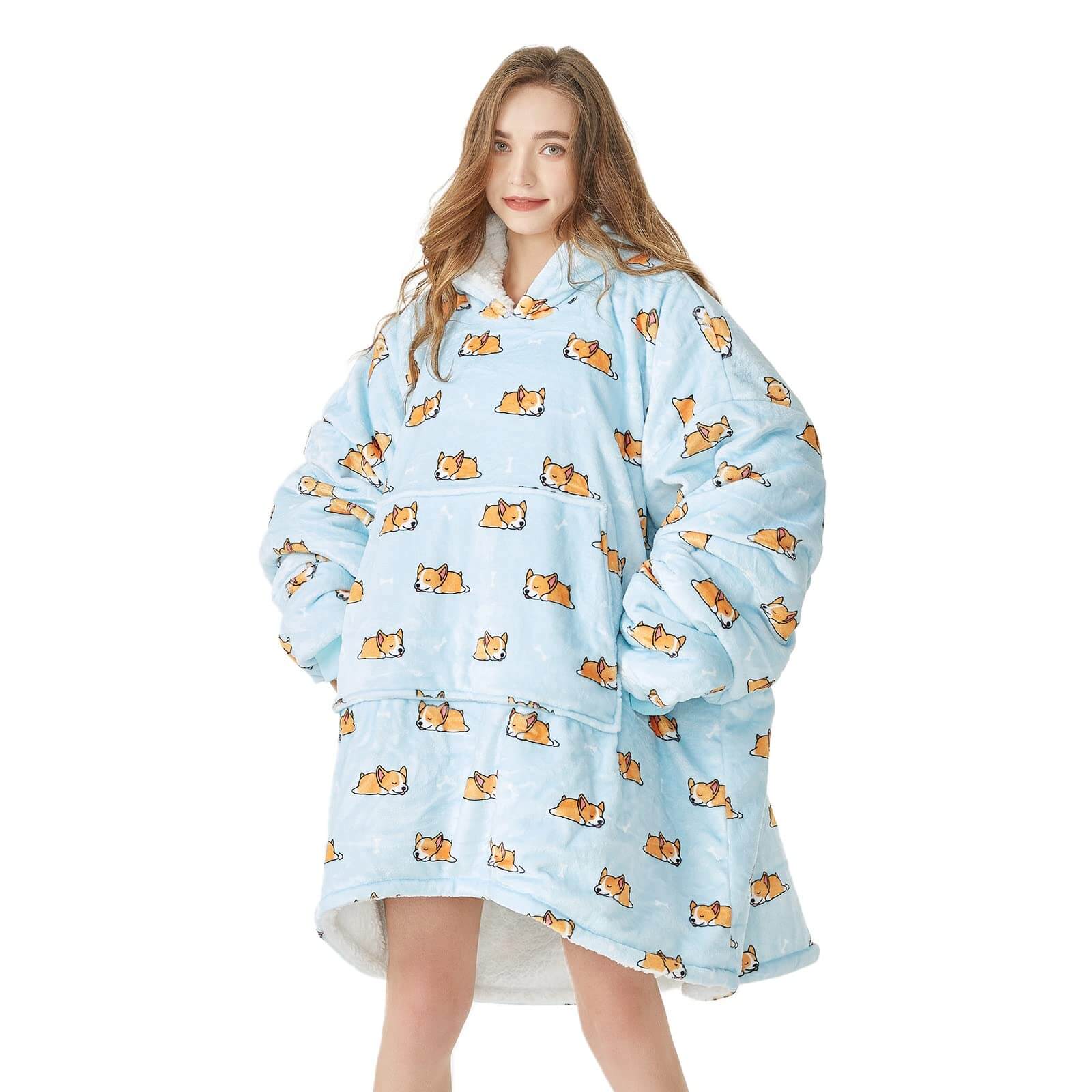Kangaroo pocket wearable hooded blanket wholesale OEM
