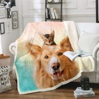 Personalized Cute Design Sherpa Comfortable Pet Blanket Throws Solid Fleece Plush Soft Warm Fuzzy Reversible Blanket
