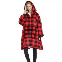 Warm Sleeve Fleece Hooded Blanket Thick Oversized Giant TV Blanket Hoodies Long Sweatshirt Flannel