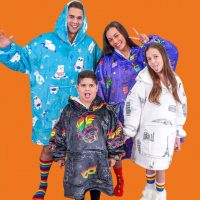 Wearable Winter Blanket with Sleeves and Hood Warm Hooded Flannel Blanket Sweatshirts