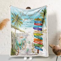 Wholesale Custom Sublimation Warm Sherpa Fleece Soft Blanket for Living Room Sofa Outdoor King Queen Size Bed Cover