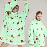Winter Hoodie Sweatshirt Women Print Sleeve Blanket