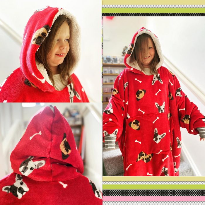 Winter Printed Sweatshirt Blanket Women Fleece Big Hoodie Wearable Sleeve Blanket