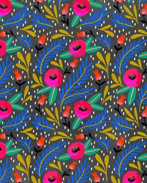 Dark floral premium pattern artwork swatch