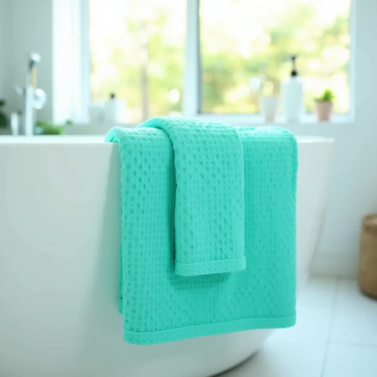 Custom waffle bath towel OEM wholesale spa hotel