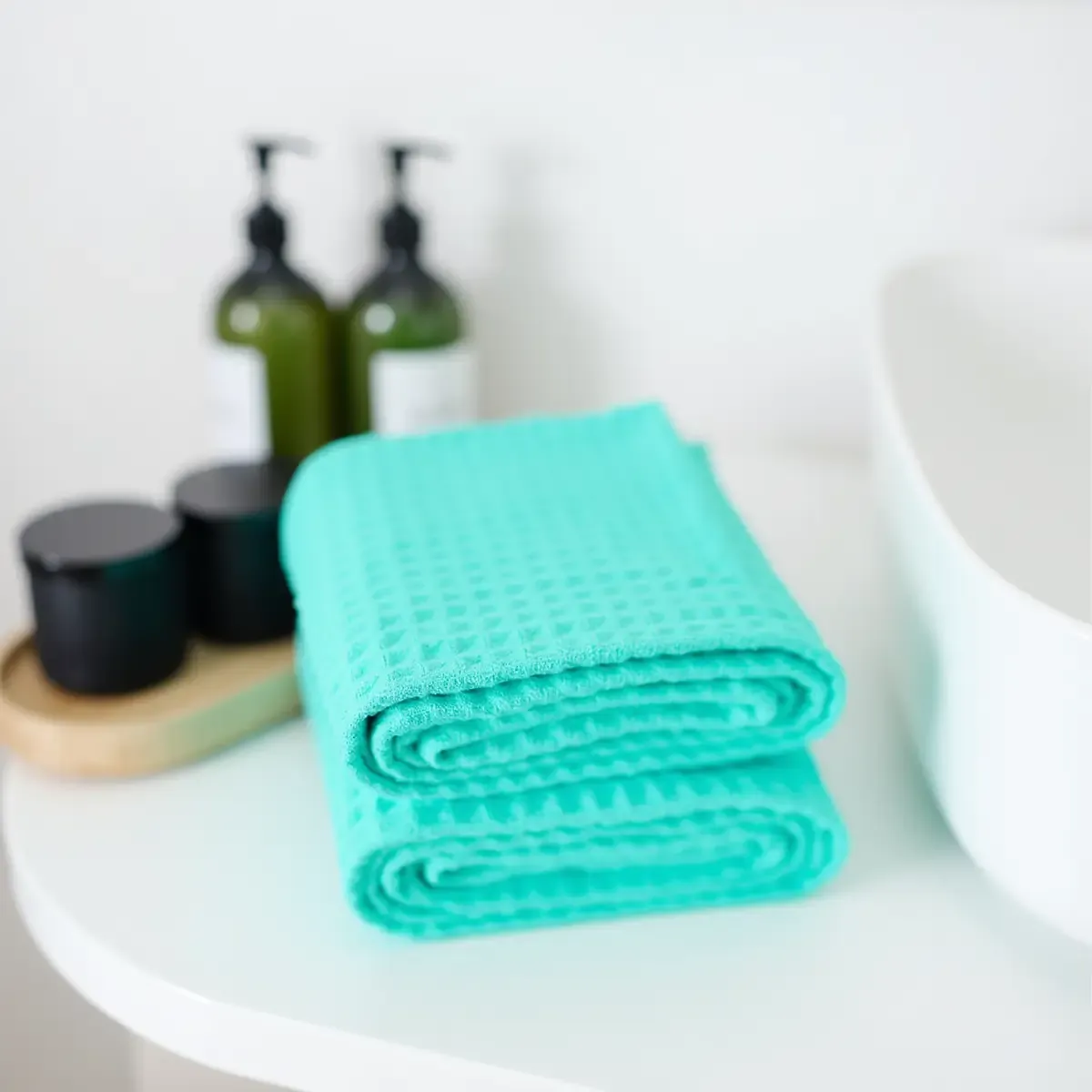Custom waffle hand towel OEM wholesale spa hotel