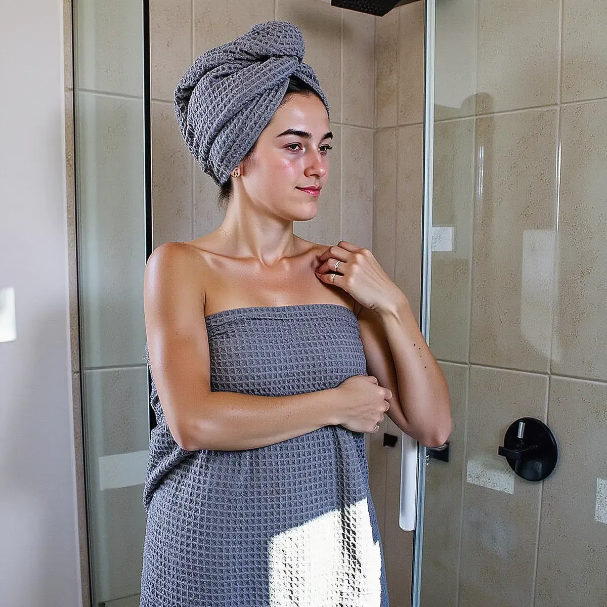 Custom waffle bath towel OEM wholesale spa hotel
