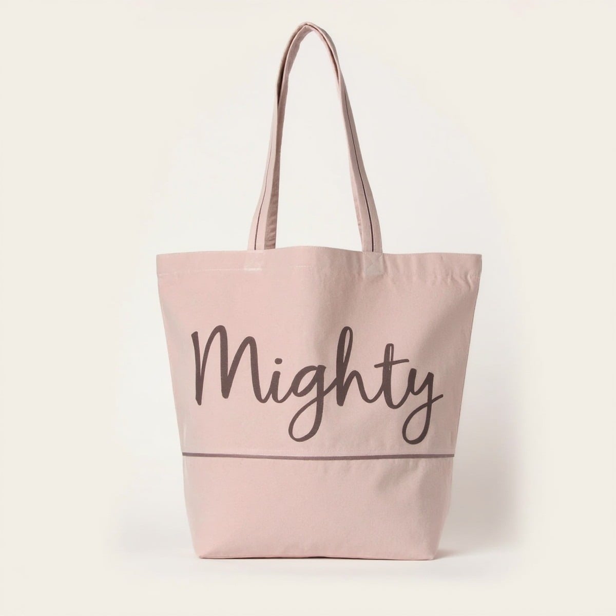 Custom blush pink Mighty print tote bag product sample OEM