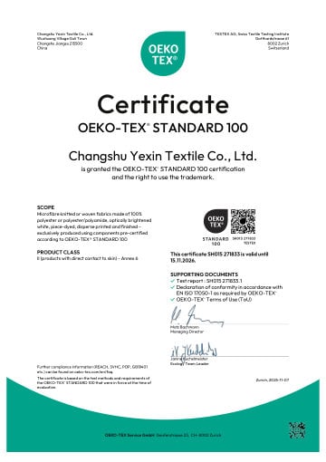 OEKO-TEX Standard 100 certificate — Galink Textile